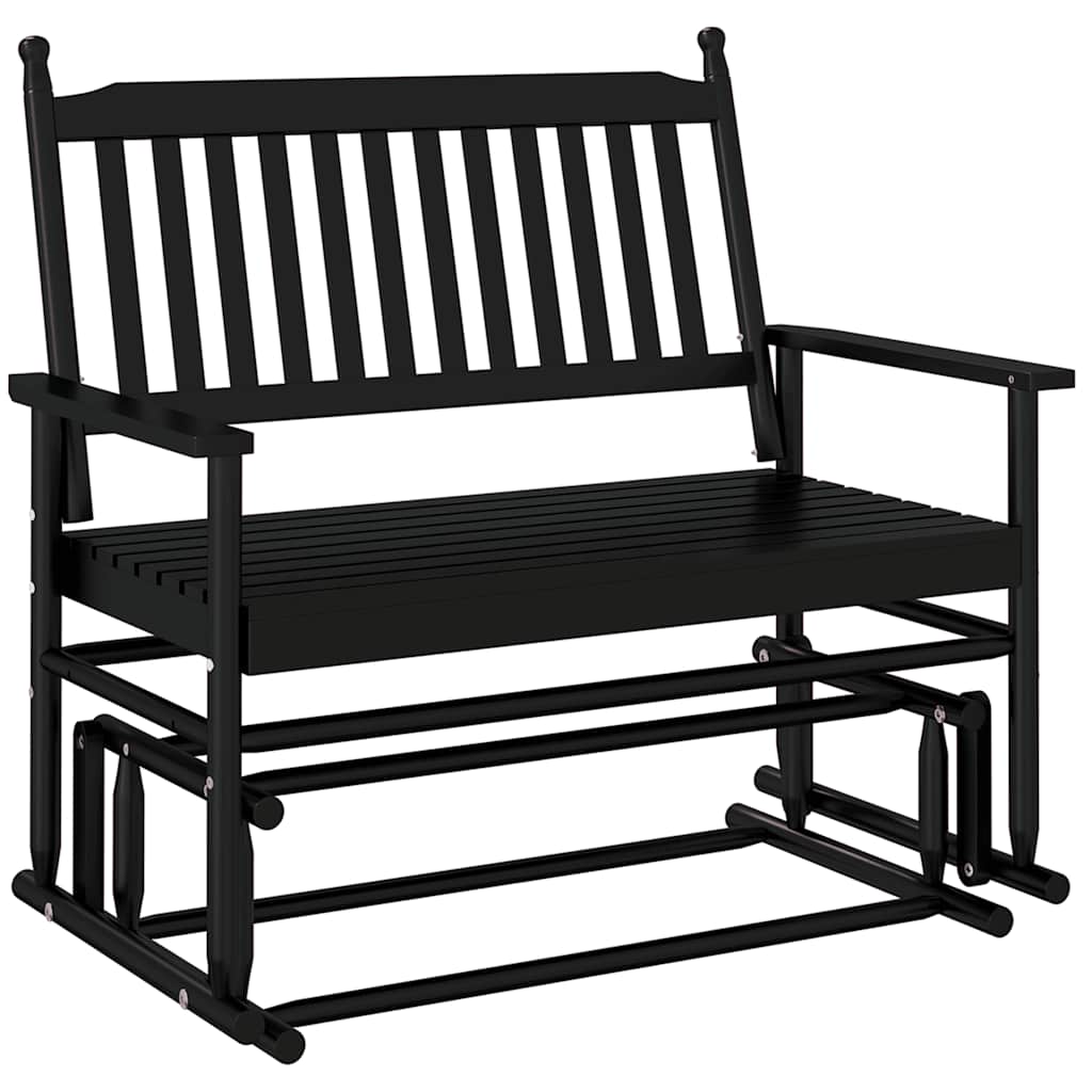 Black Solid Wood Poplar Glider Bench - 118x70x104.5 cm