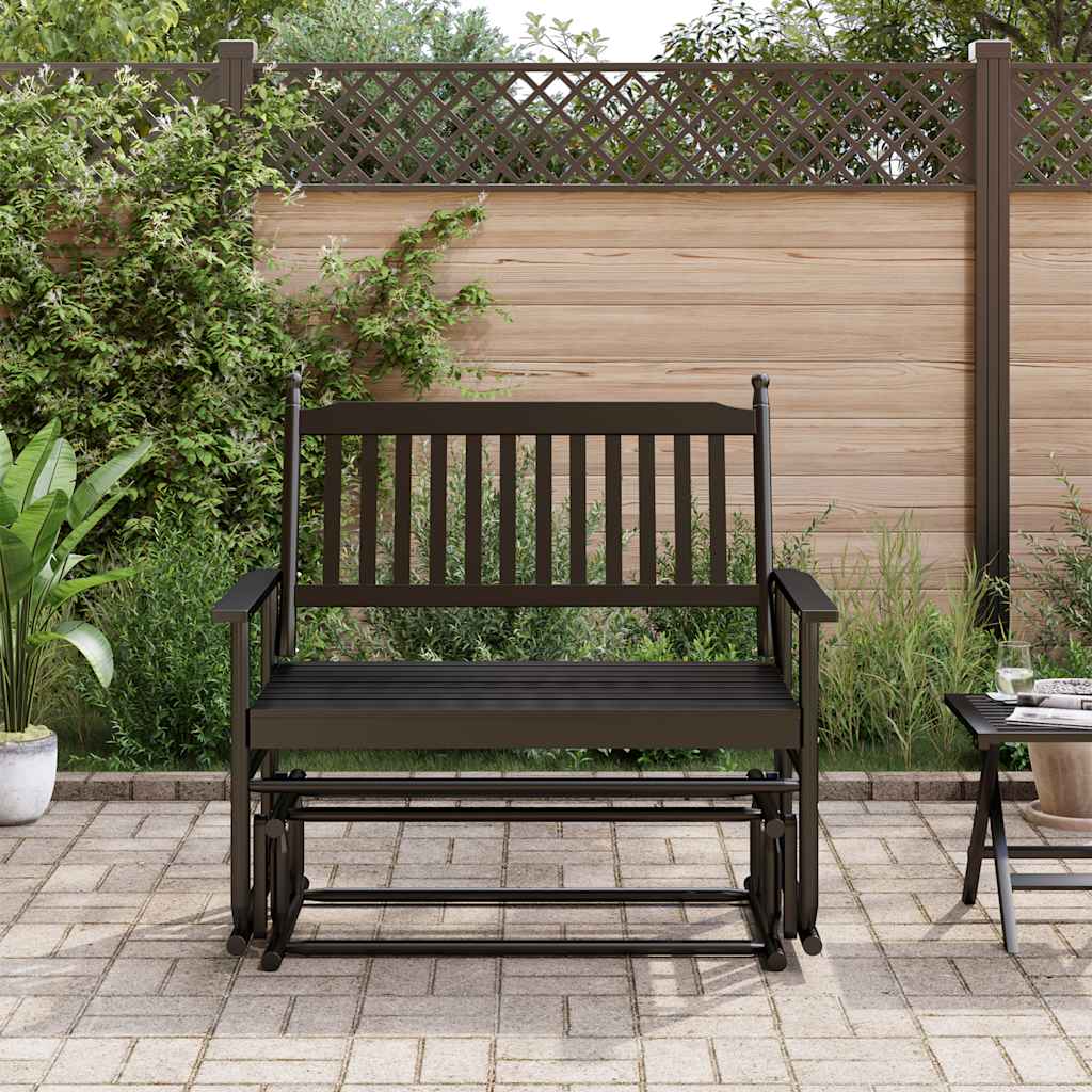 Black Solid Wood Poplar Glider Bench - 118x70x104.5 cm