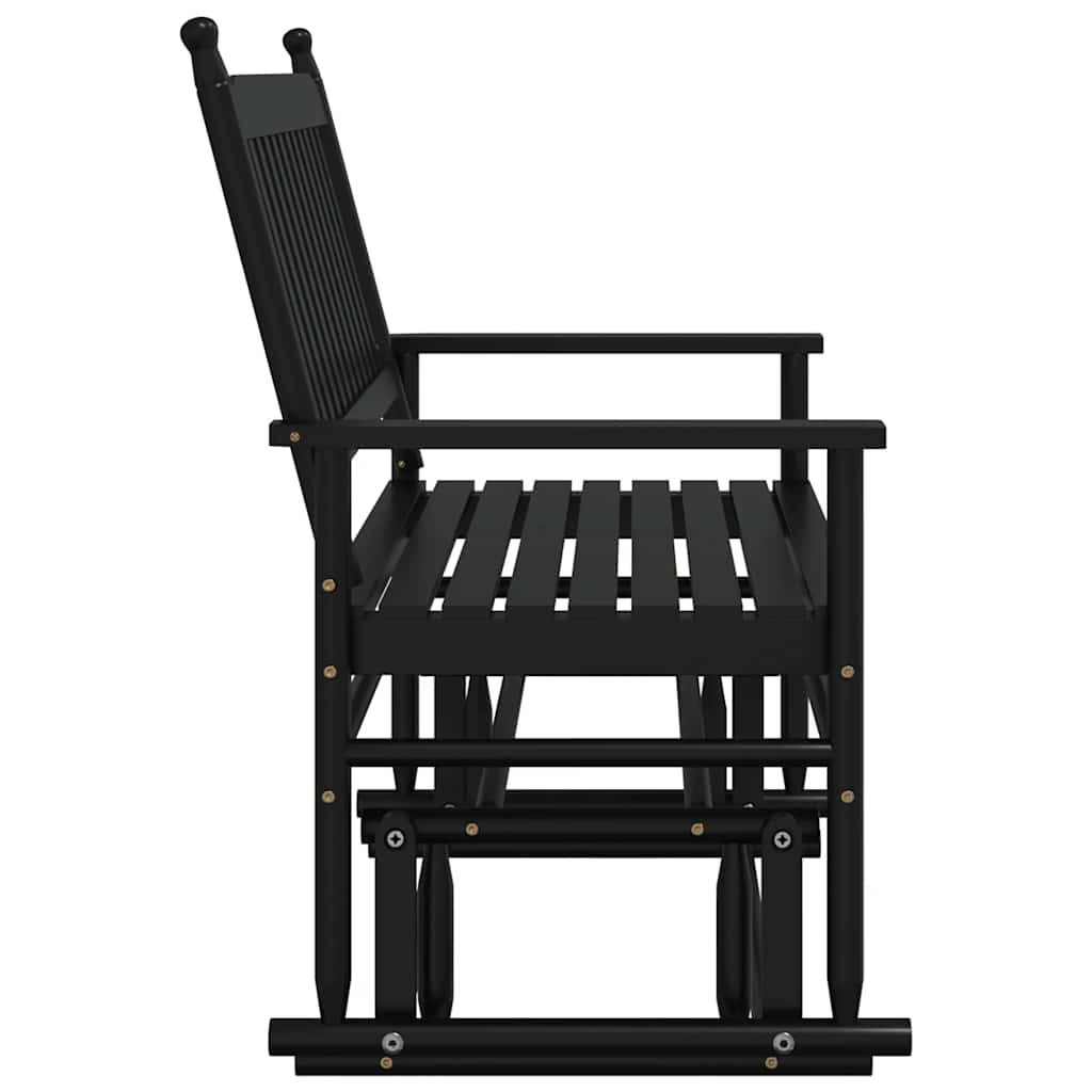 Black Solid Wood Poplar Glider Bench - 118x70x104.5 cm