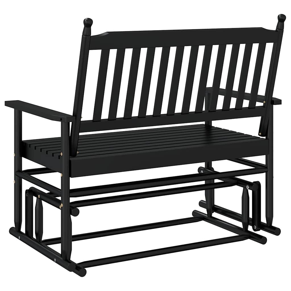 Black Solid Wood Poplar Glider Bench - 118x70x104.5 cm