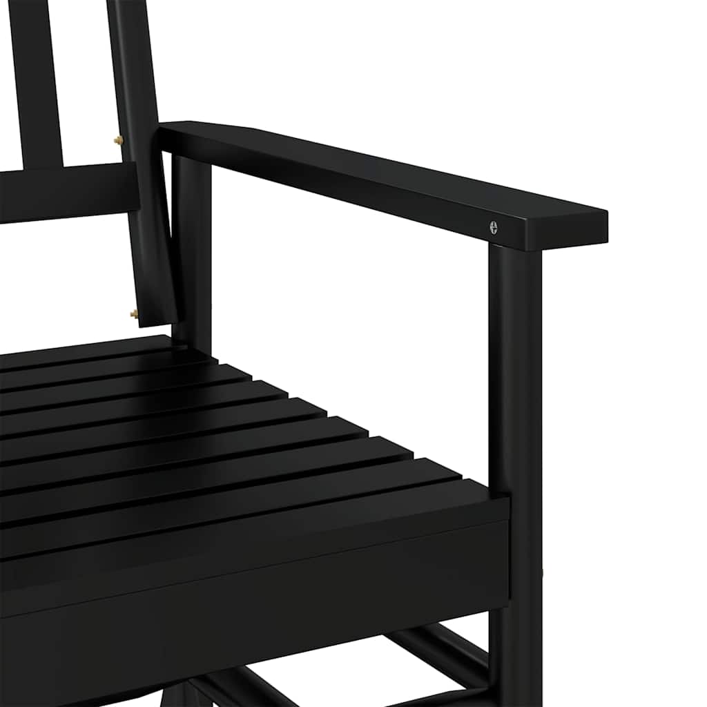 Black Solid Wood Poplar Glider Bench - 118x70x104.5 cm