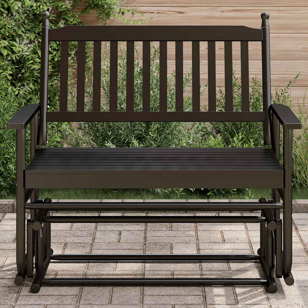 Black Solid Wood Poplar Glider Bench - 118x70x104.5 cm