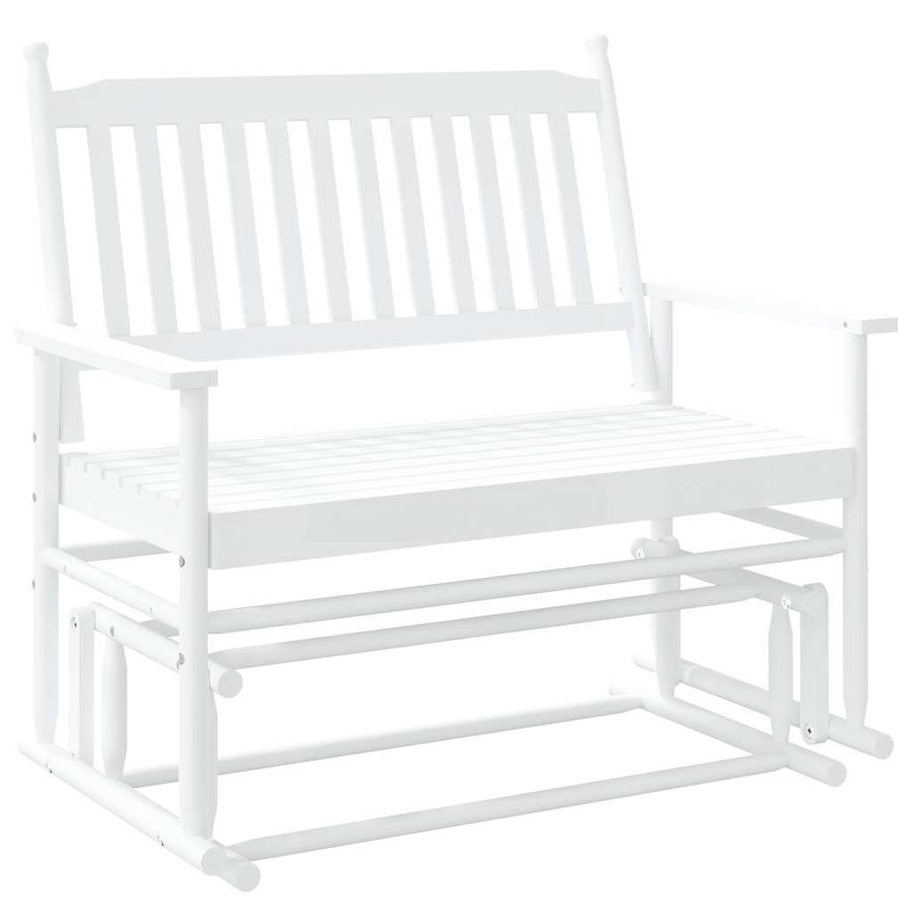 White Solid Wood Poplar Glider Bench, 118x70x104.5 cm