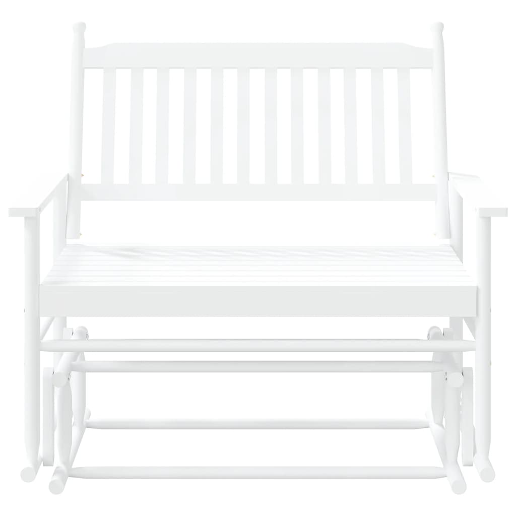 White Solid Wood Poplar Glider Bench, 118x70x104.5 cm
