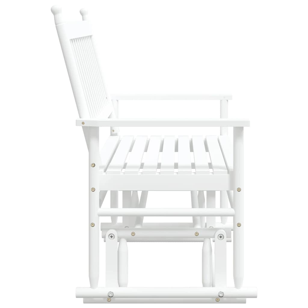White Solid Wood Poplar Glider Bench, 118x70x104.5 cm