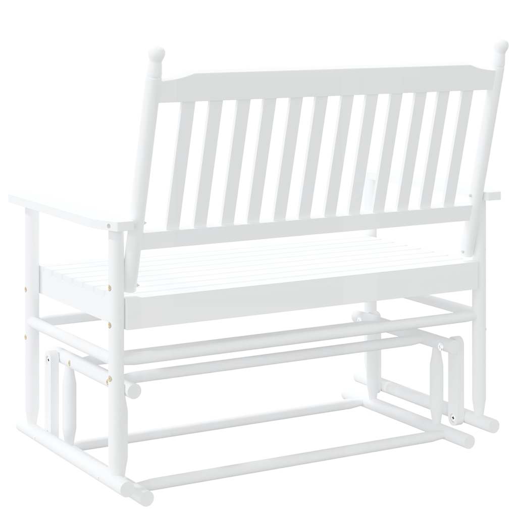 White Solid Wood Poplar Glider Bench, 118x70x104.5 cm