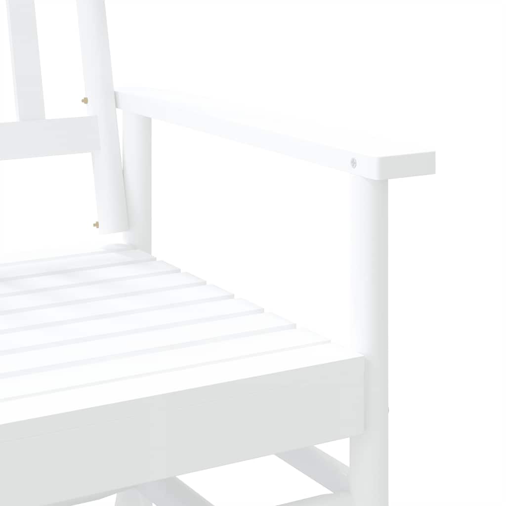 White Solid Wood Poplar Glider Bench, 118x70x104.5 cm
