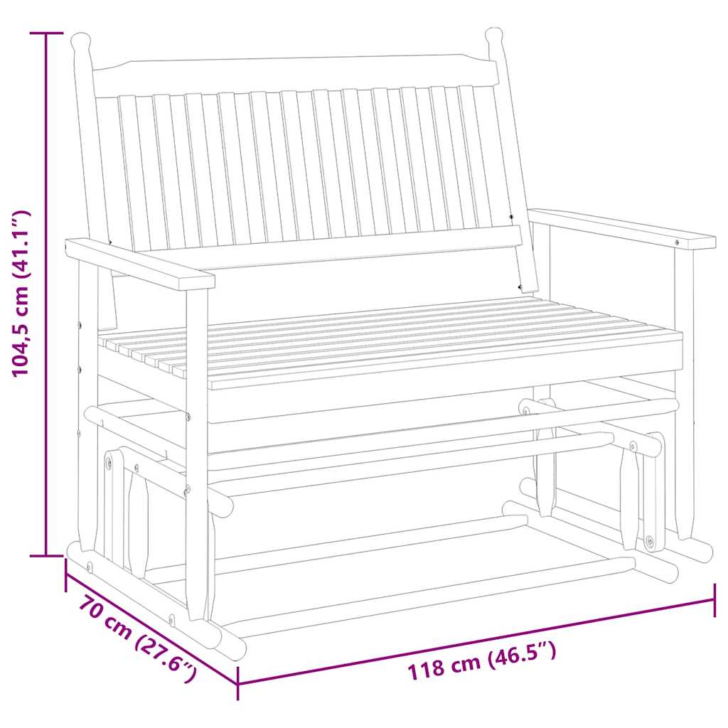 Solid Wood Poplar Glider Bench, Grey 118x70x104.5cm