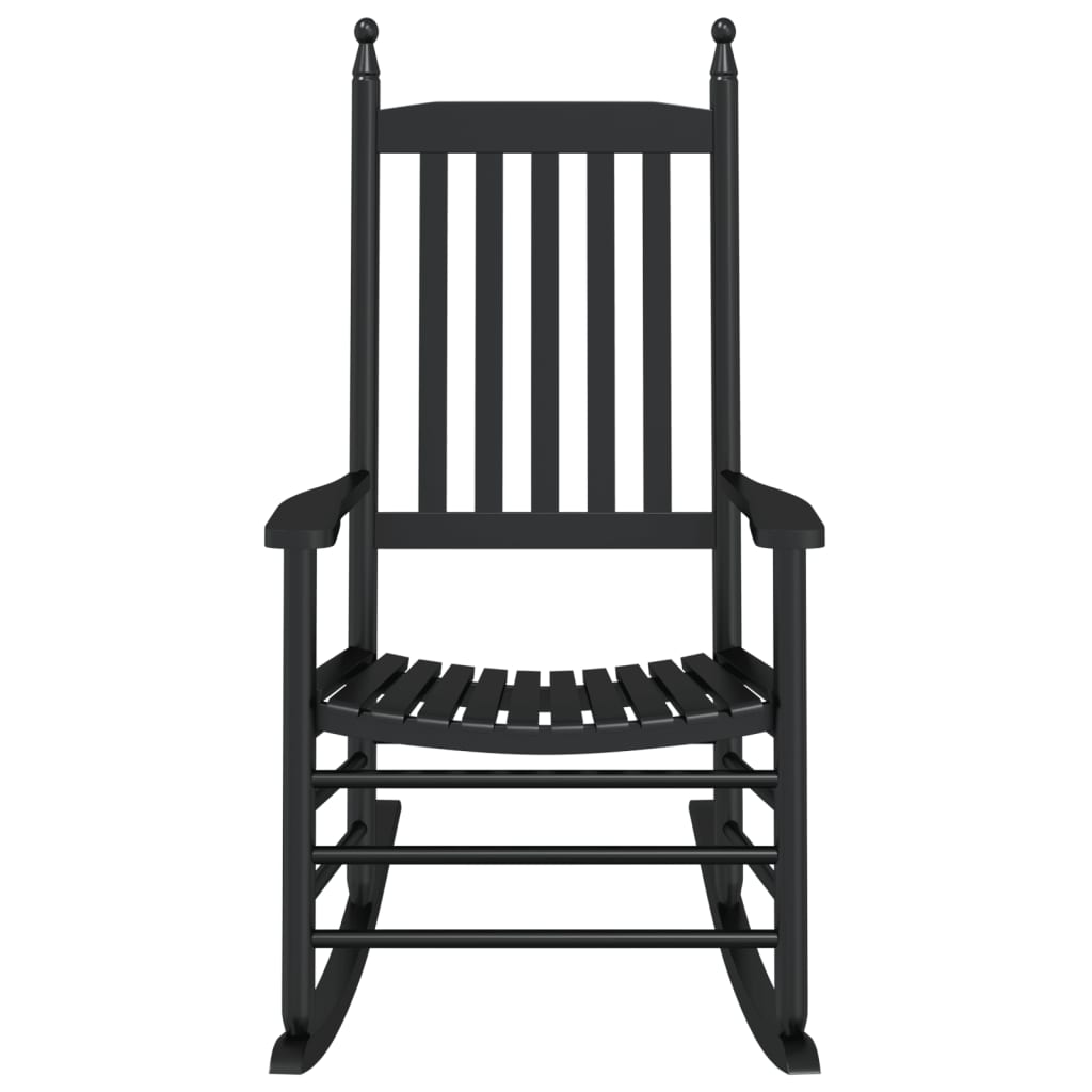 Black Solid Wood Poplar Rocking Chair with Curved Seat