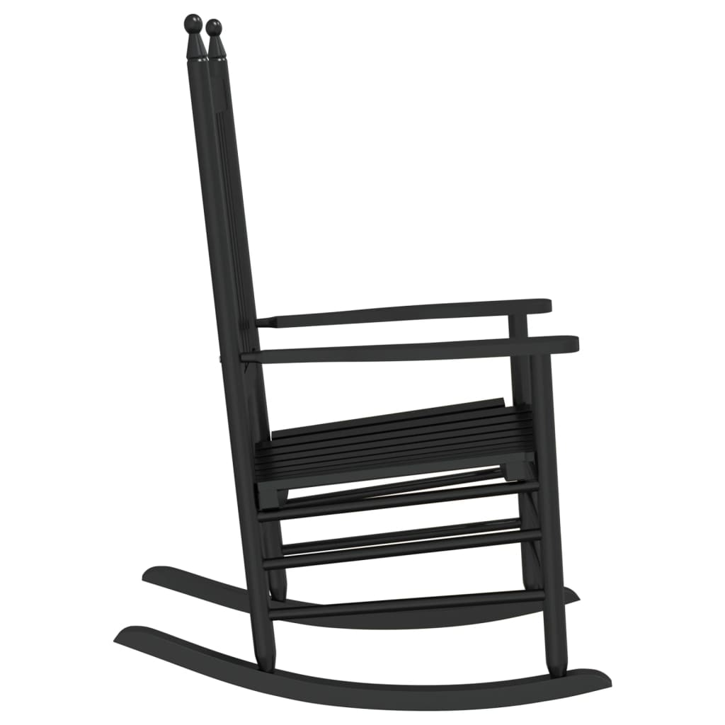 Black Solid Wood Poplar Rocking Chair with Curved Seat