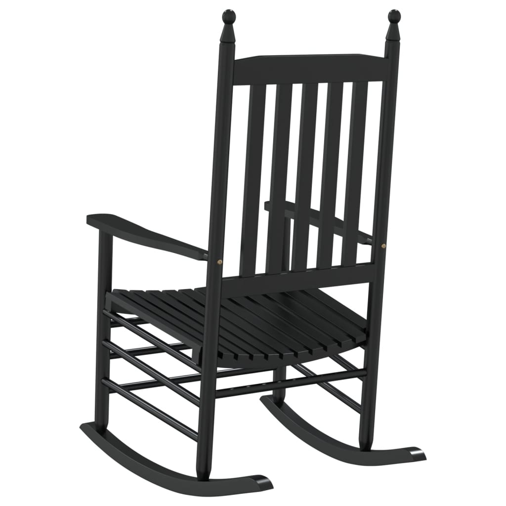 Black Solid Wood Poplar Rocking Chair with Curved Seat