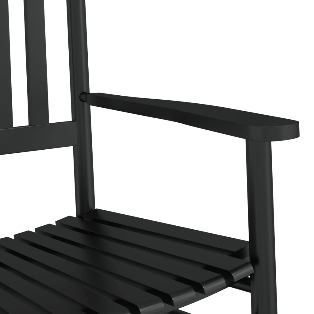 Black Solid Wood Poplar Rocking Chair with Curved Seat