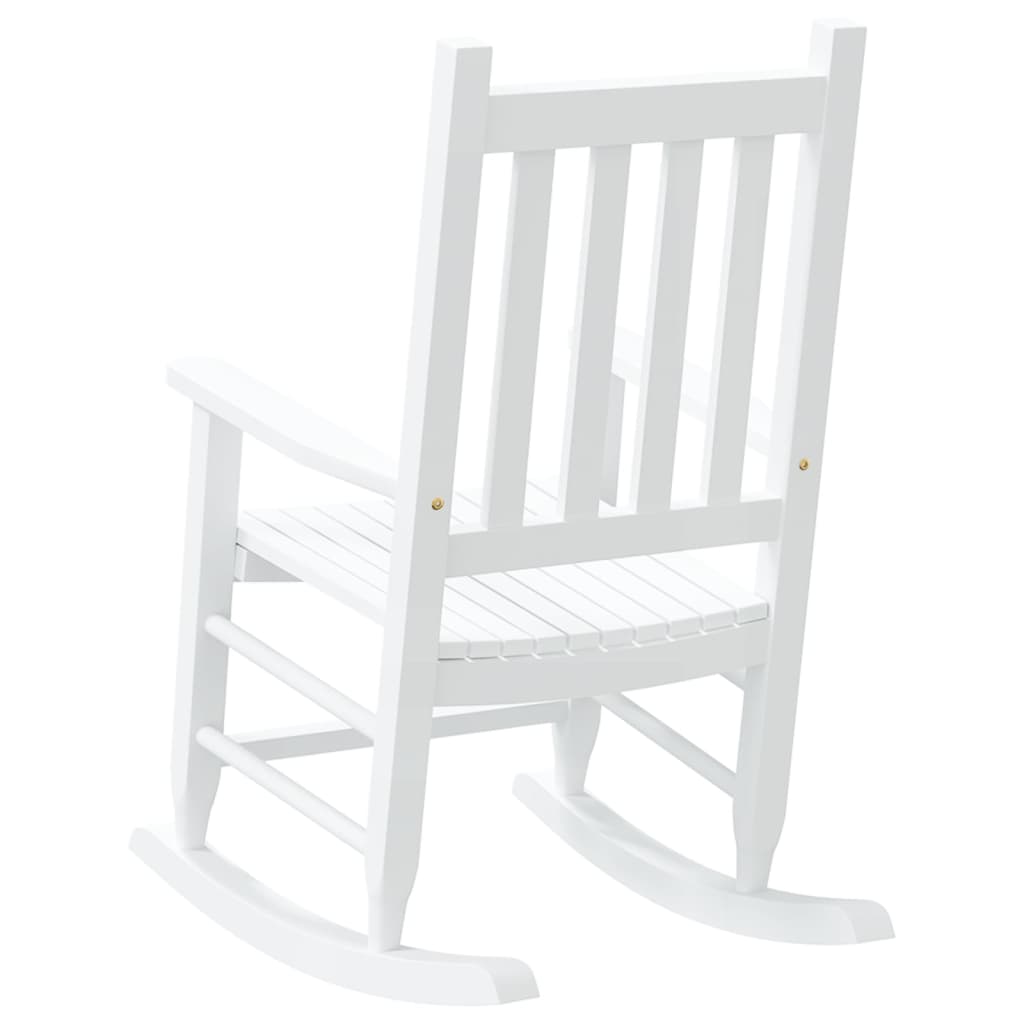 White Solid Wood Poplar Rocking Chair for Children