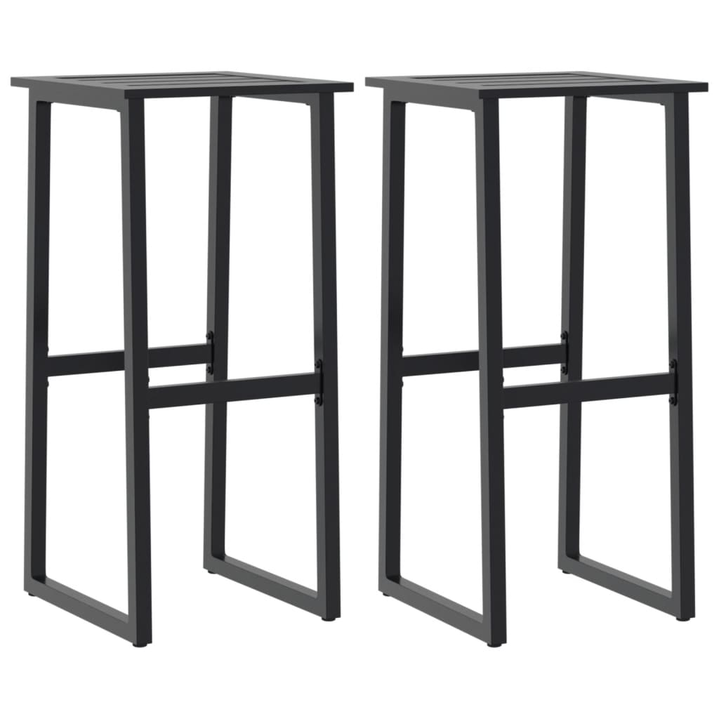 Sleek Black Bar Stools Set of 2 - Steel, 38x38x80 cm