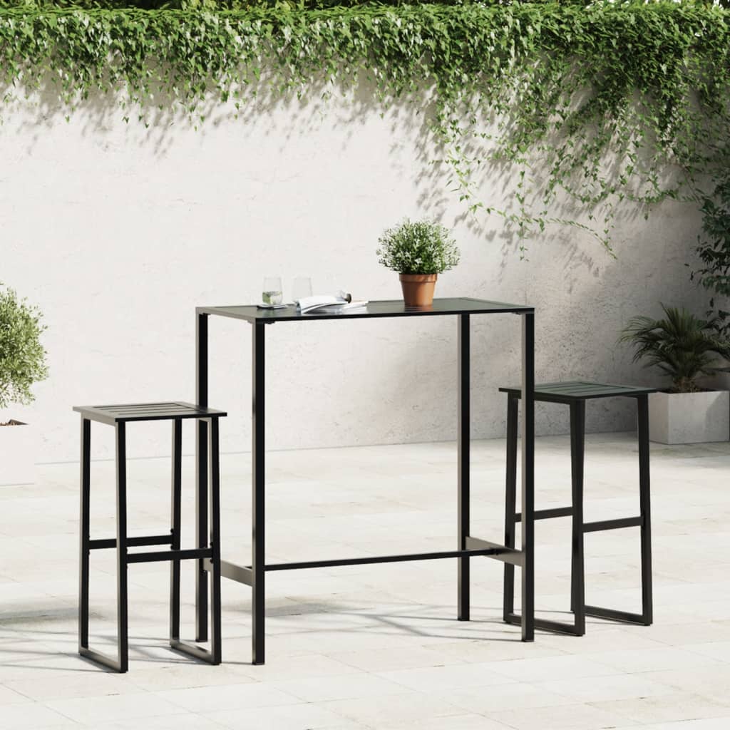 Sleek Black Bar Stools Set of 2 - Steel, 38x38x80 cm
