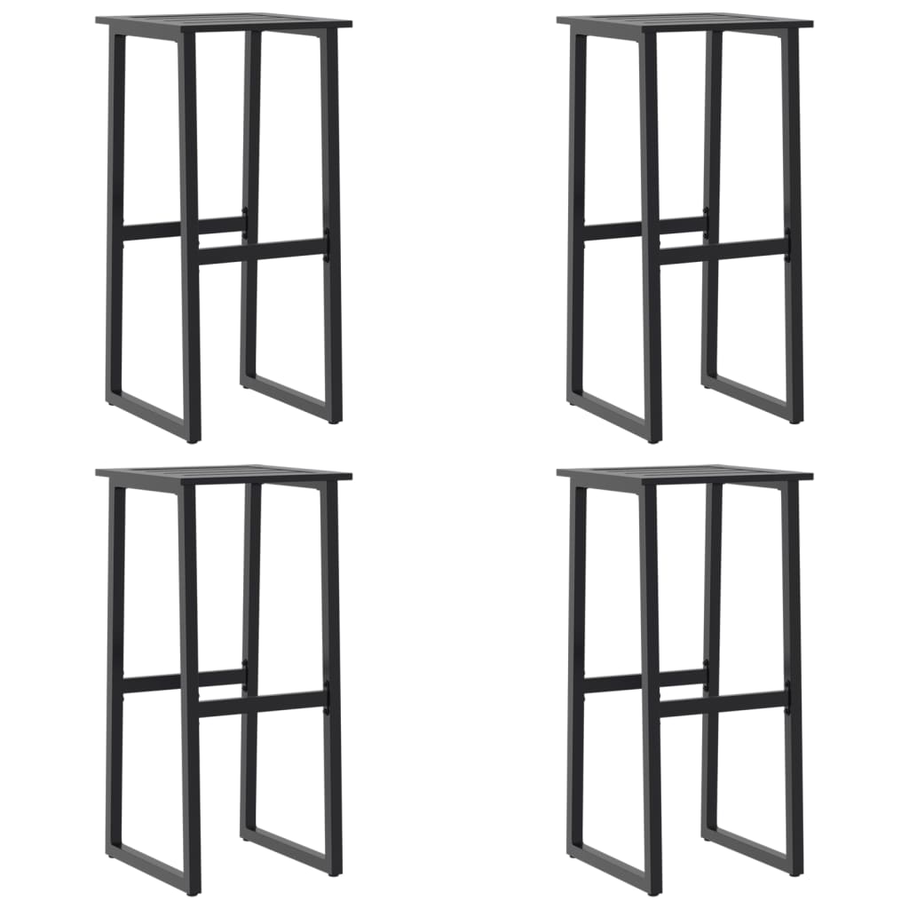 Black Bar Stools Set of 4 - Steel, 38x38x80 cm, Powder-coated