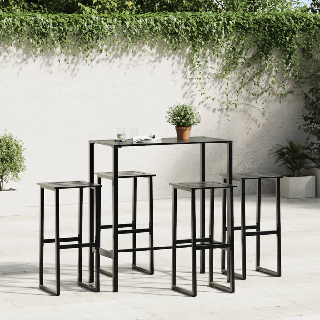 Black Bar Stools Set of 4 - Steel, 38x38x80 cm, Powder-coated