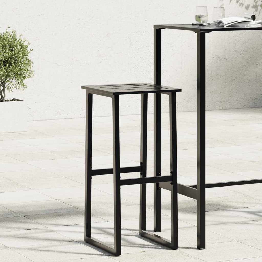 Black Bar Stools Set of 4 - Steel, 38x38x80 cm, Powder-coated
