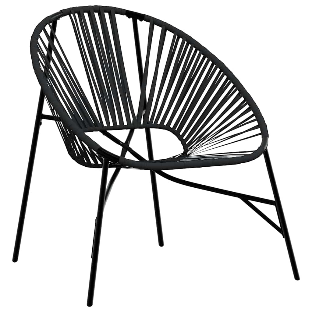 Elegant 3-Piece Black Poly Rattan Garden Chair Set