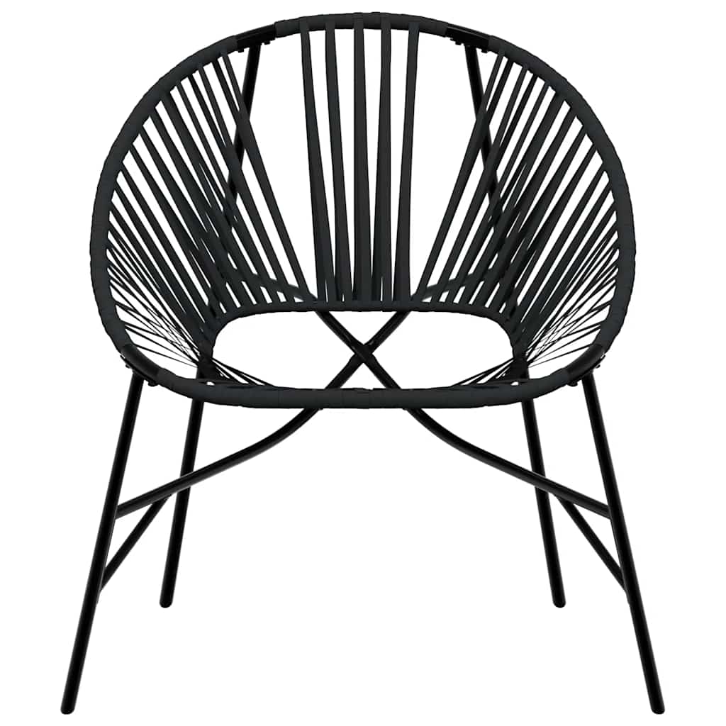 Elegant 3-Piece Black Poly Rattan Garden Chair Set