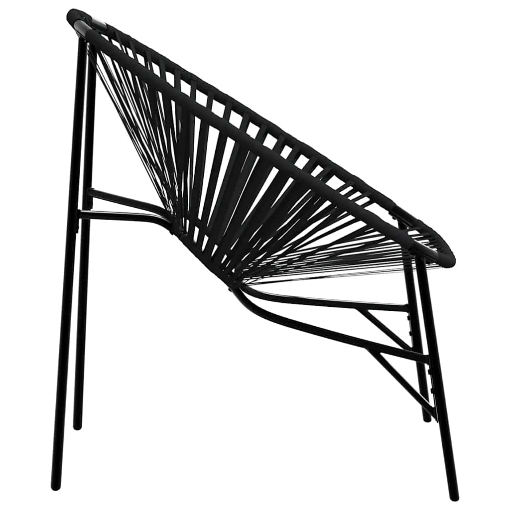 Elegant 3-Piece Black Poly Rattan Garden Chair Set