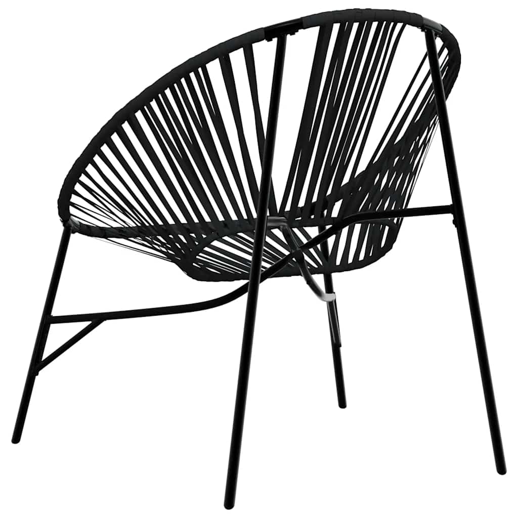 Elegant 3-Piece Black Poly Rattan Garden Chair Set