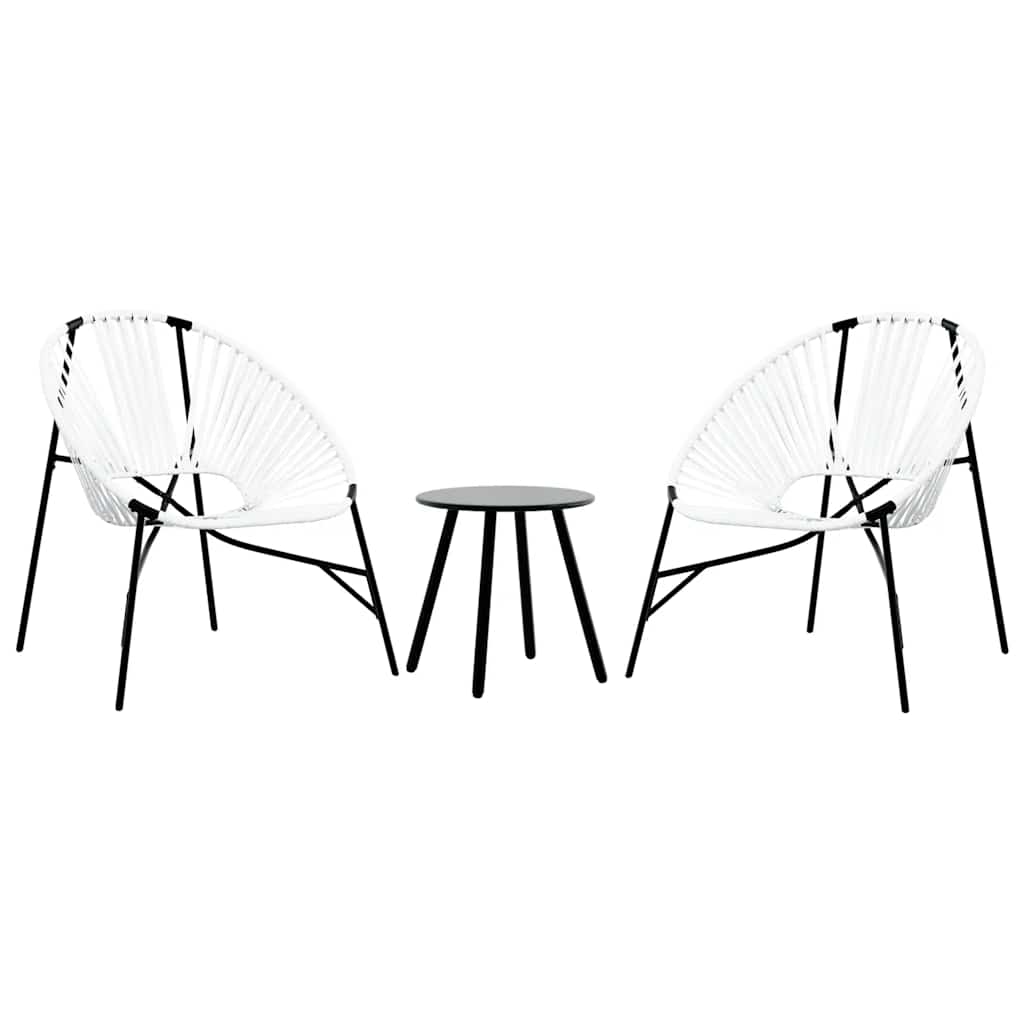 Stylish Black & White Poly Rattan Garden Chair Set - 3 Pieces