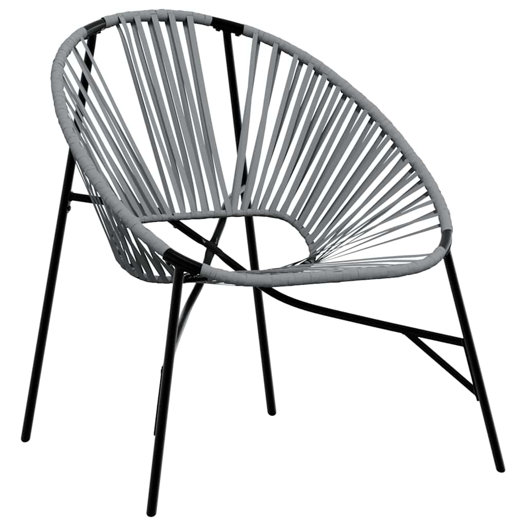 Stylish 3-Piece Black & Light Grey Poly Rattan Garden Chair Set