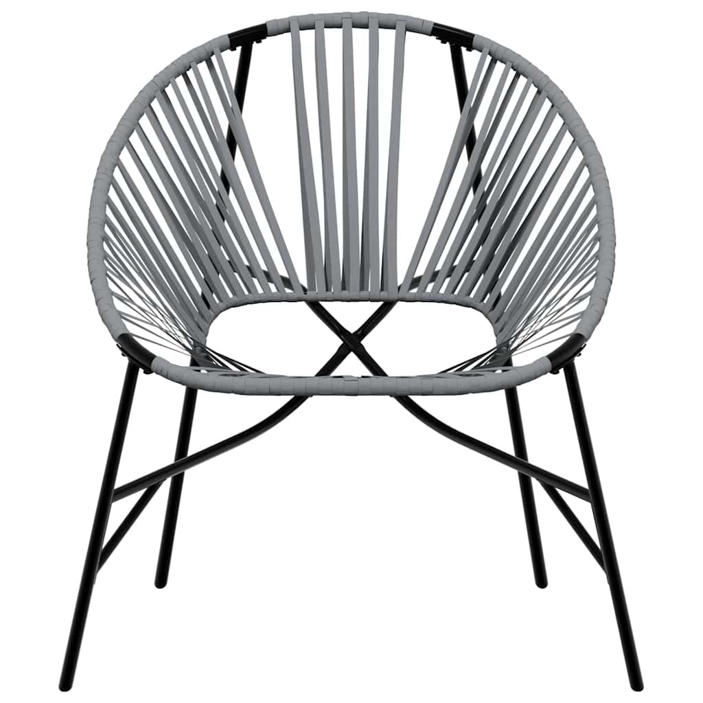 Stylish 3-Piece Black & Light Grey Poly Rattan Garden Chair Set