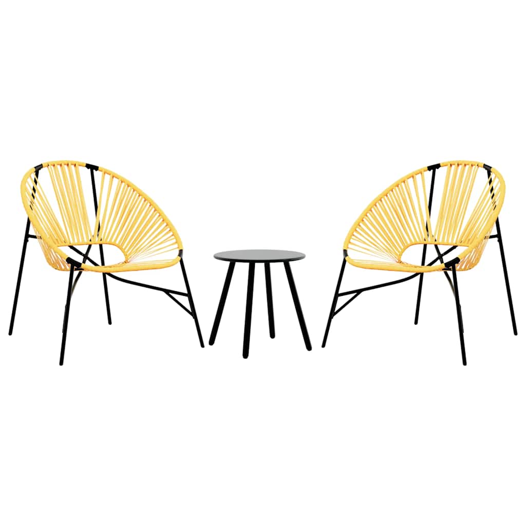 Stylish 3-Piece Black & Yellow Poly Rattan Garden Chair Set