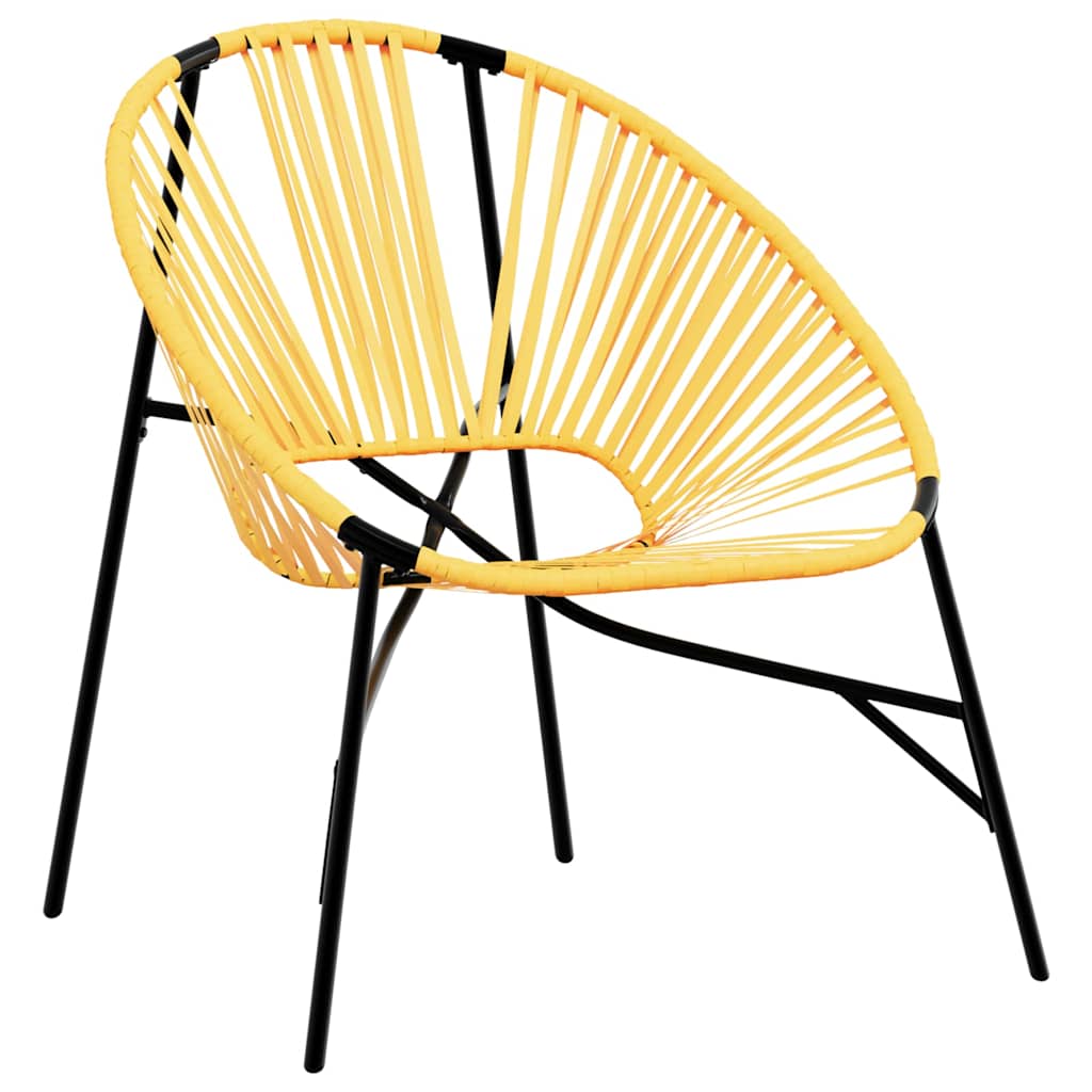 Stylish 3-Piece Black & Yellow Poly Rattan Garden Chair Set