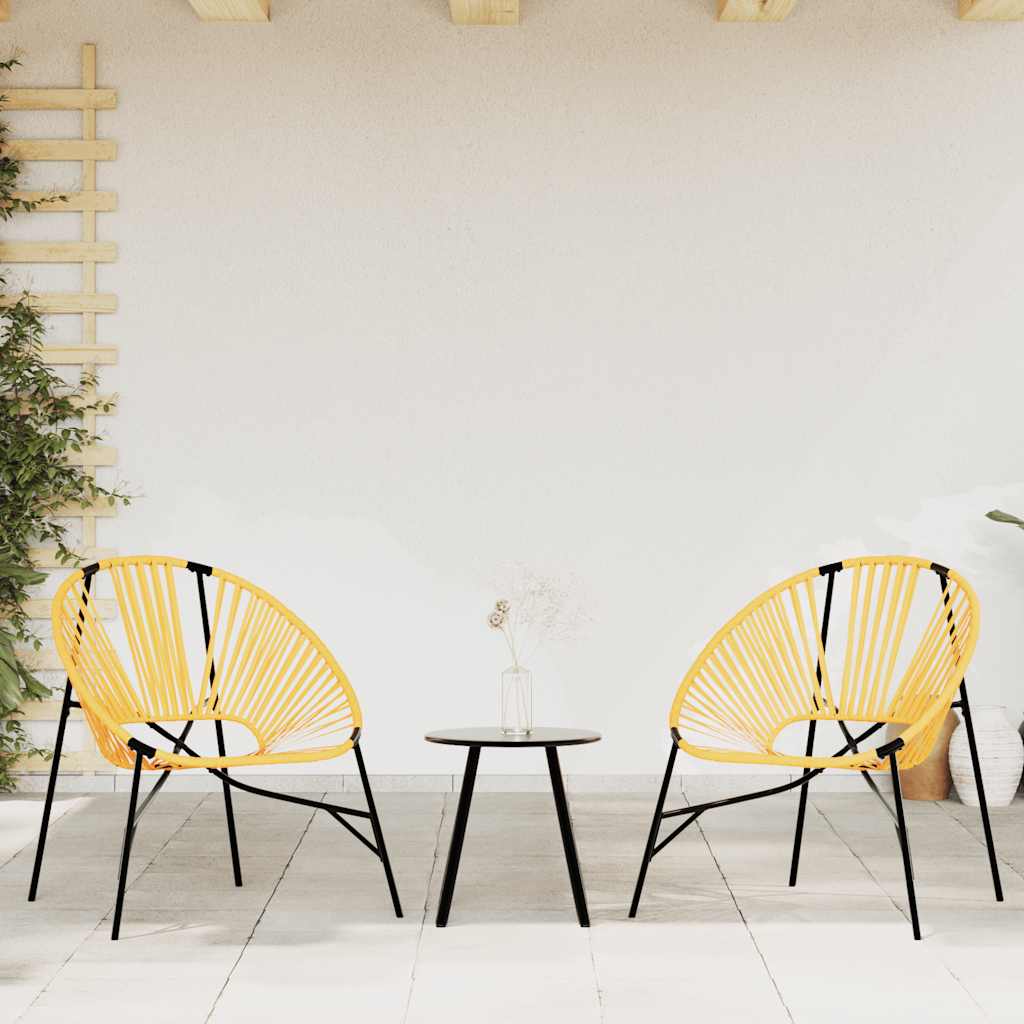 Stylish 3-Piece Black & Yellow Poly Rattan Garden Chair Set