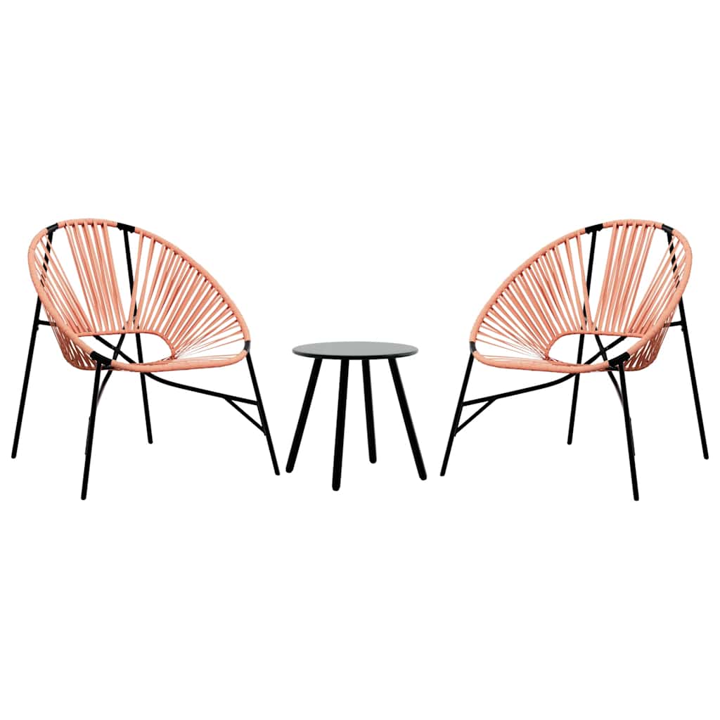 3-Piece Black & Orange Poly Rattan Garden Chair Set