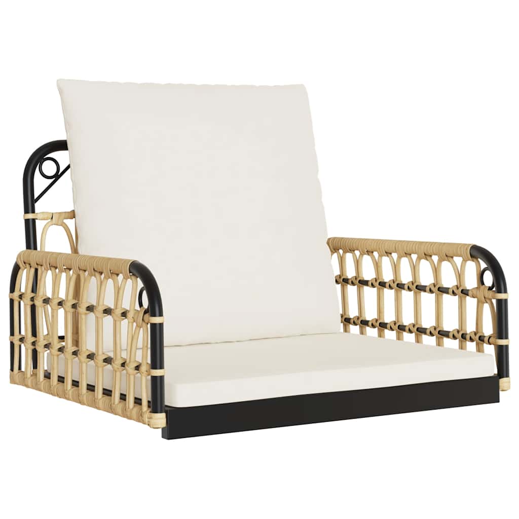 Poly Rattan Swing Chair with Cushions - Steel Frame