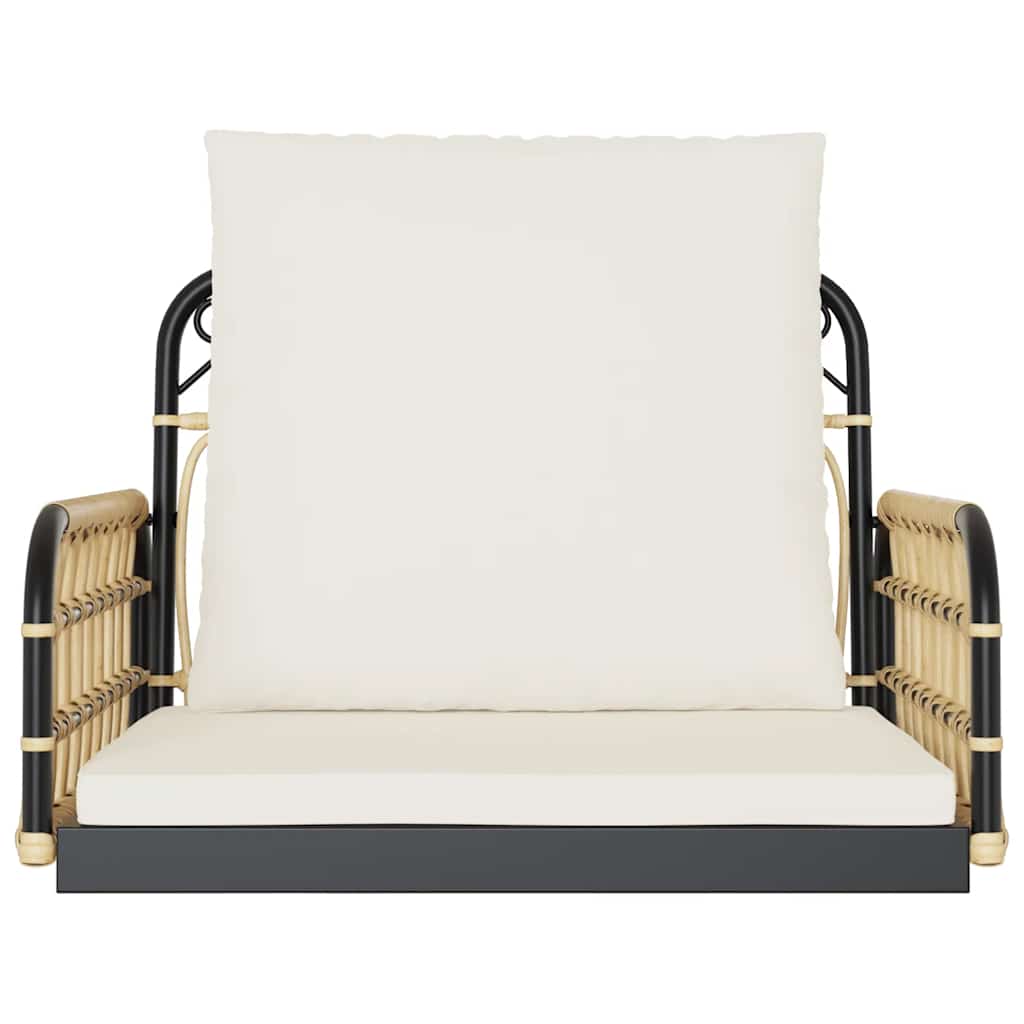 Poly Rattan Swing Chair with Cushions - Steel Frame