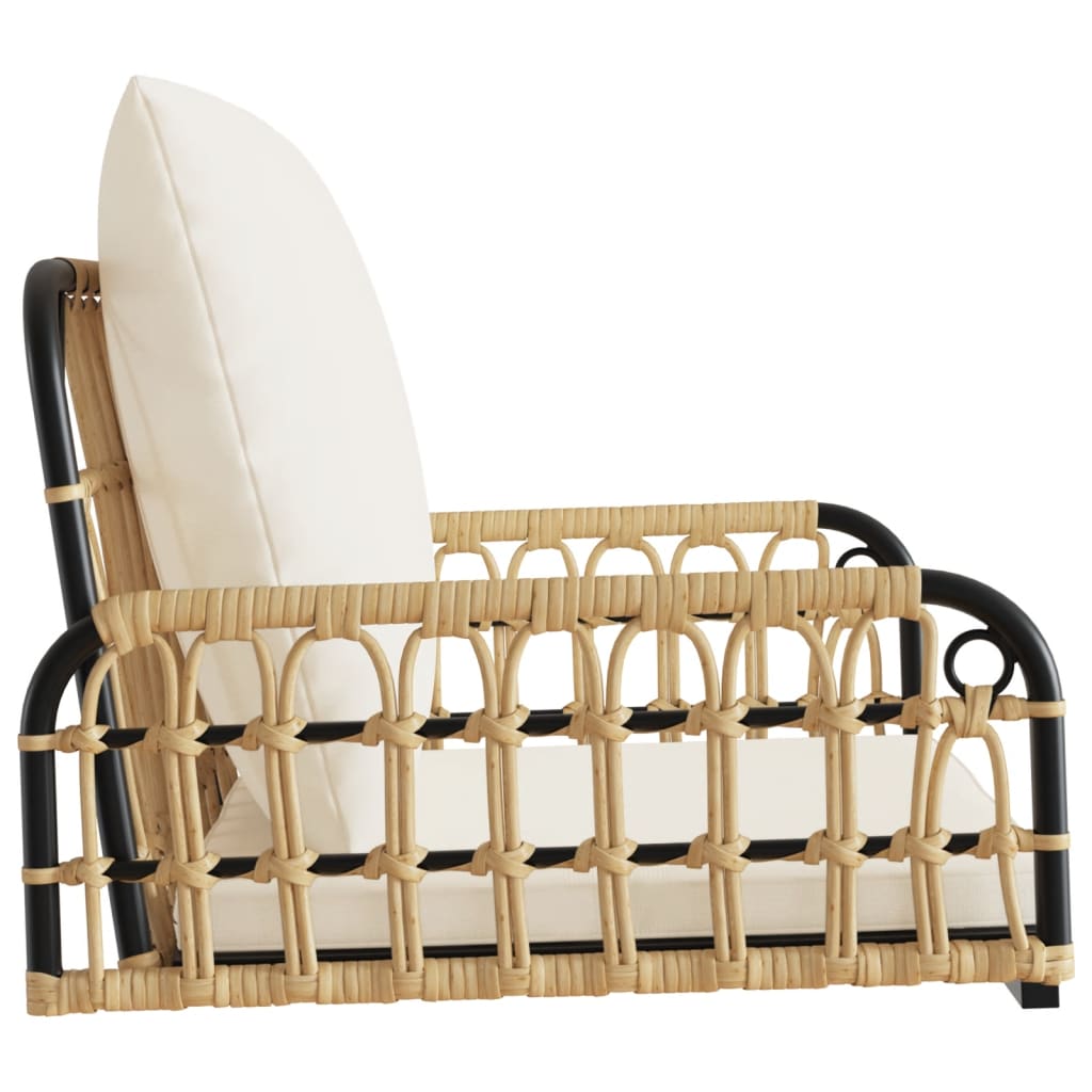 Poly Rattan Swing Chair with Cushions - Steel Frame