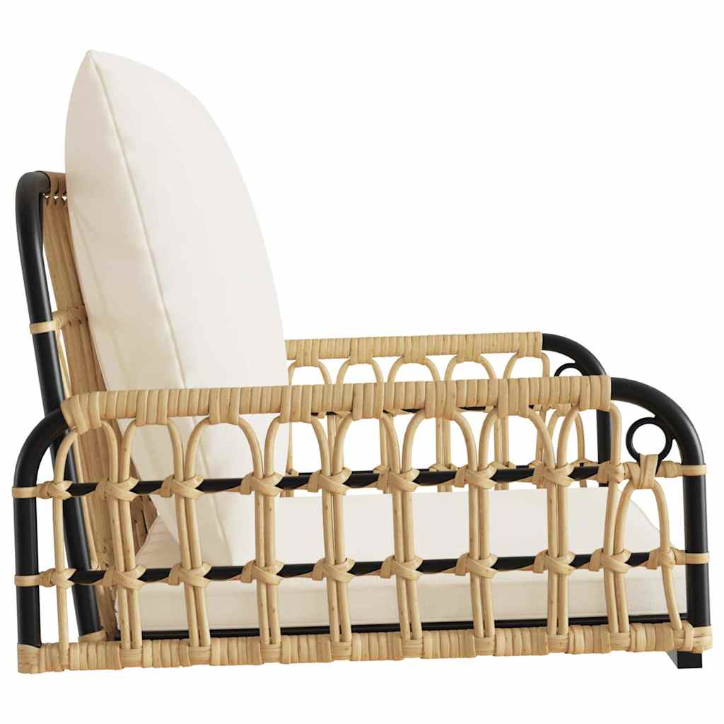 Cozy Poly Rattan & Steel Swing Chair with Cushions - 63x58x39 cm