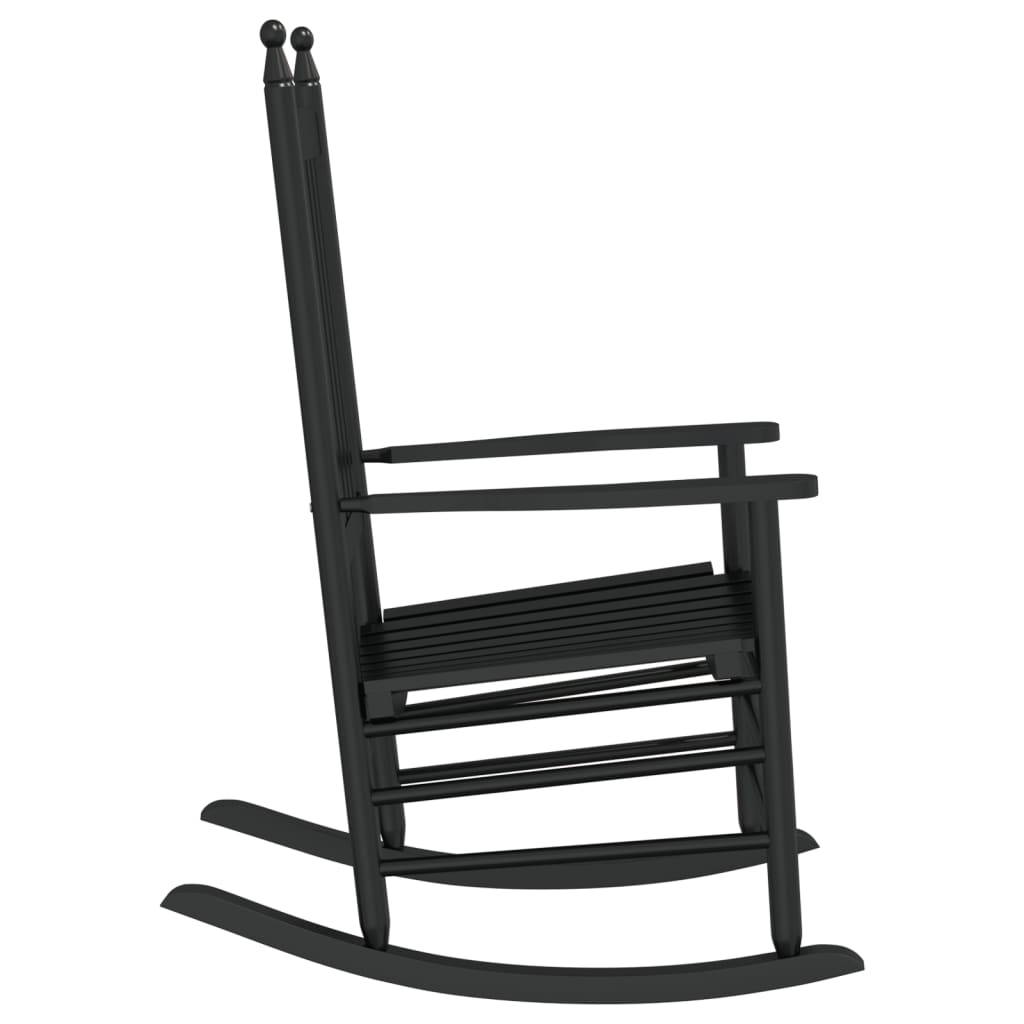 Black Solid Wood Rocking Chairs, Curved Seats, 2 Pcs Set - Poplar