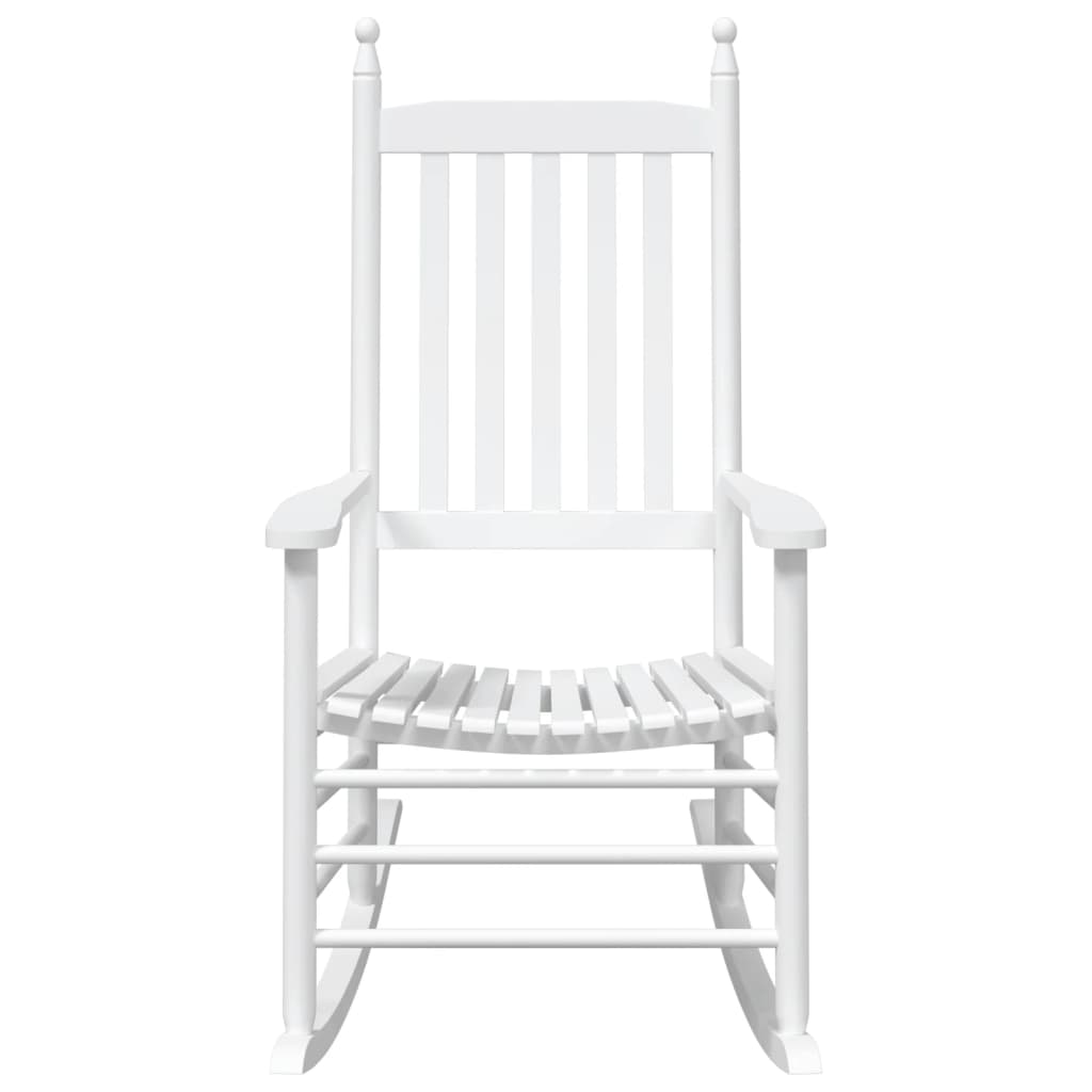 White Solid Wood Fir Rocking Chairs with Curved Seats, Set of 2