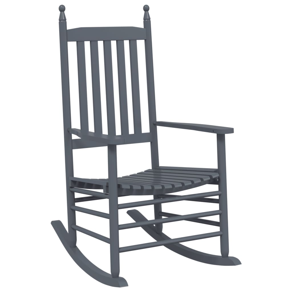 Grey Solid Wood Poplar Rocking Chairs, Set of 2, Curved Seats