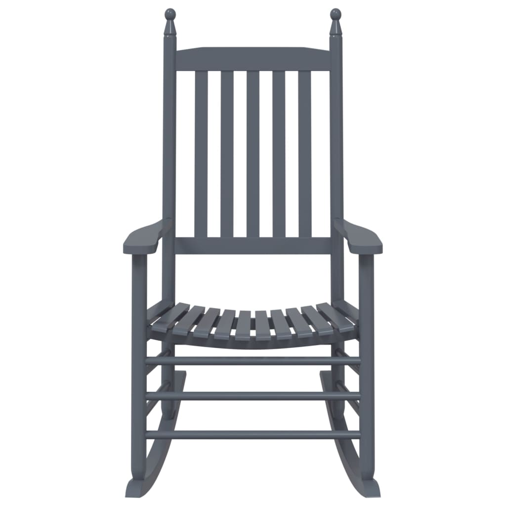 Grey Solid Wood Poplar Rocking Chairs, Set of 2, Curved Seats