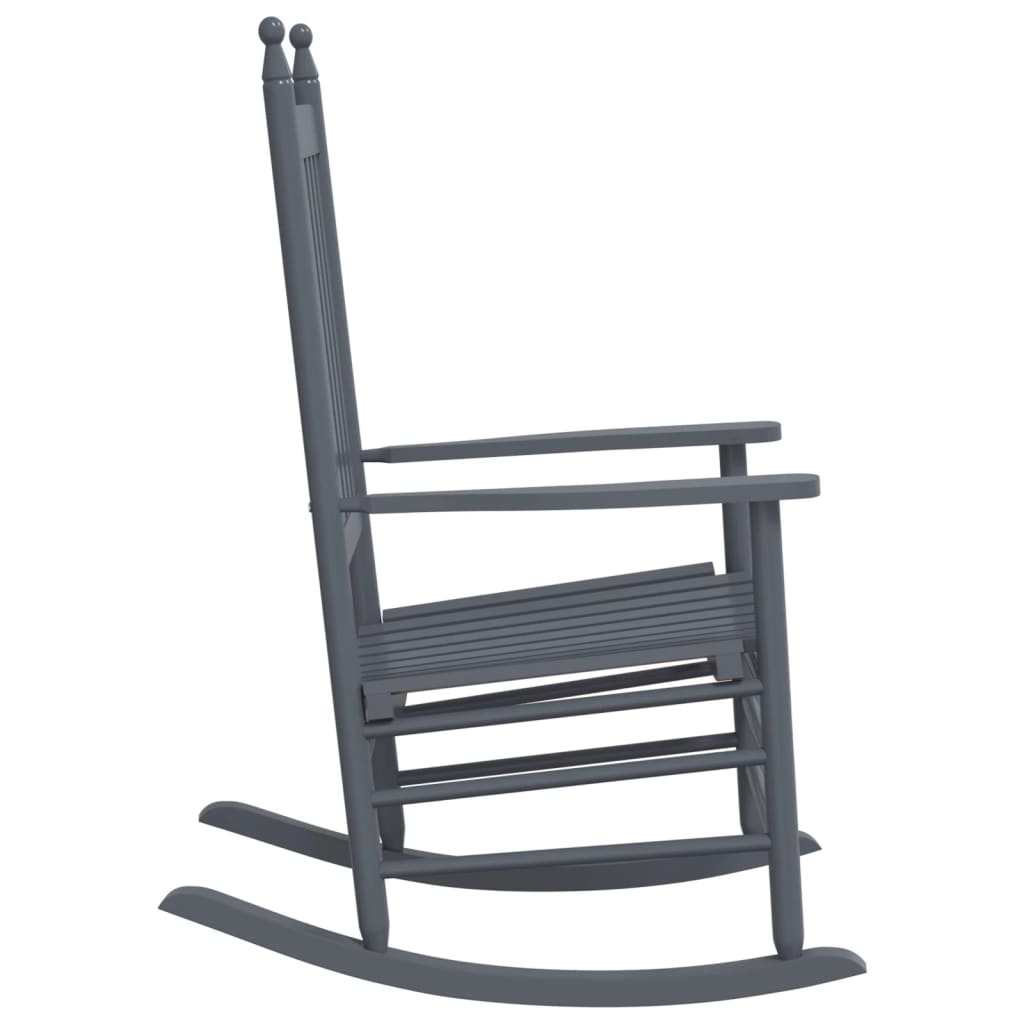 Grey Solid Wood Poplar Rocking Chairs, Set of 2, Curved Seats