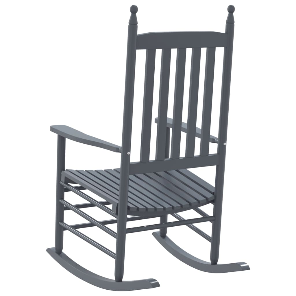 Grey Solid Wood Poplar Rocking Chairs, Set of 2, Curved Seats