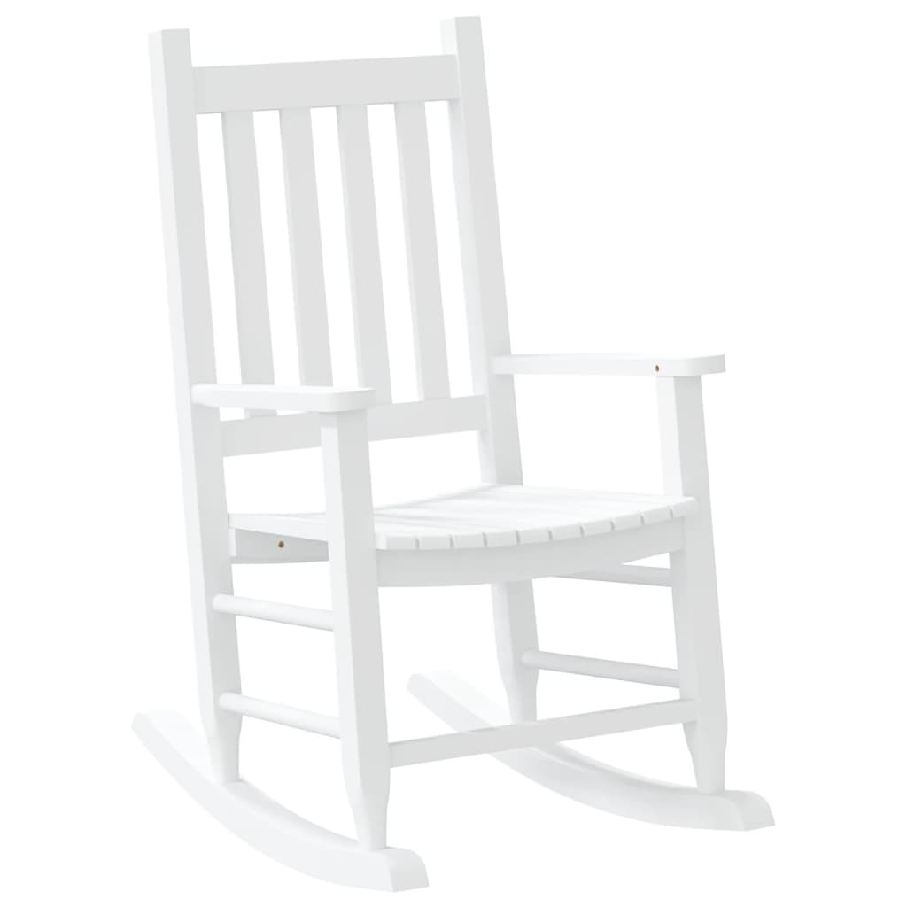 White Solid Wood Rocking Chairs Set for Kids - 2 pcs Poplar