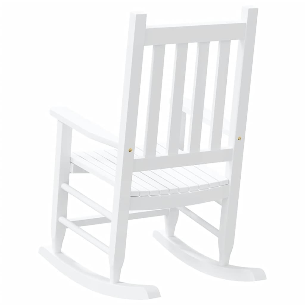 White Solid Wood Rocking Chairs Set for Kids - 2 pcs Poplar