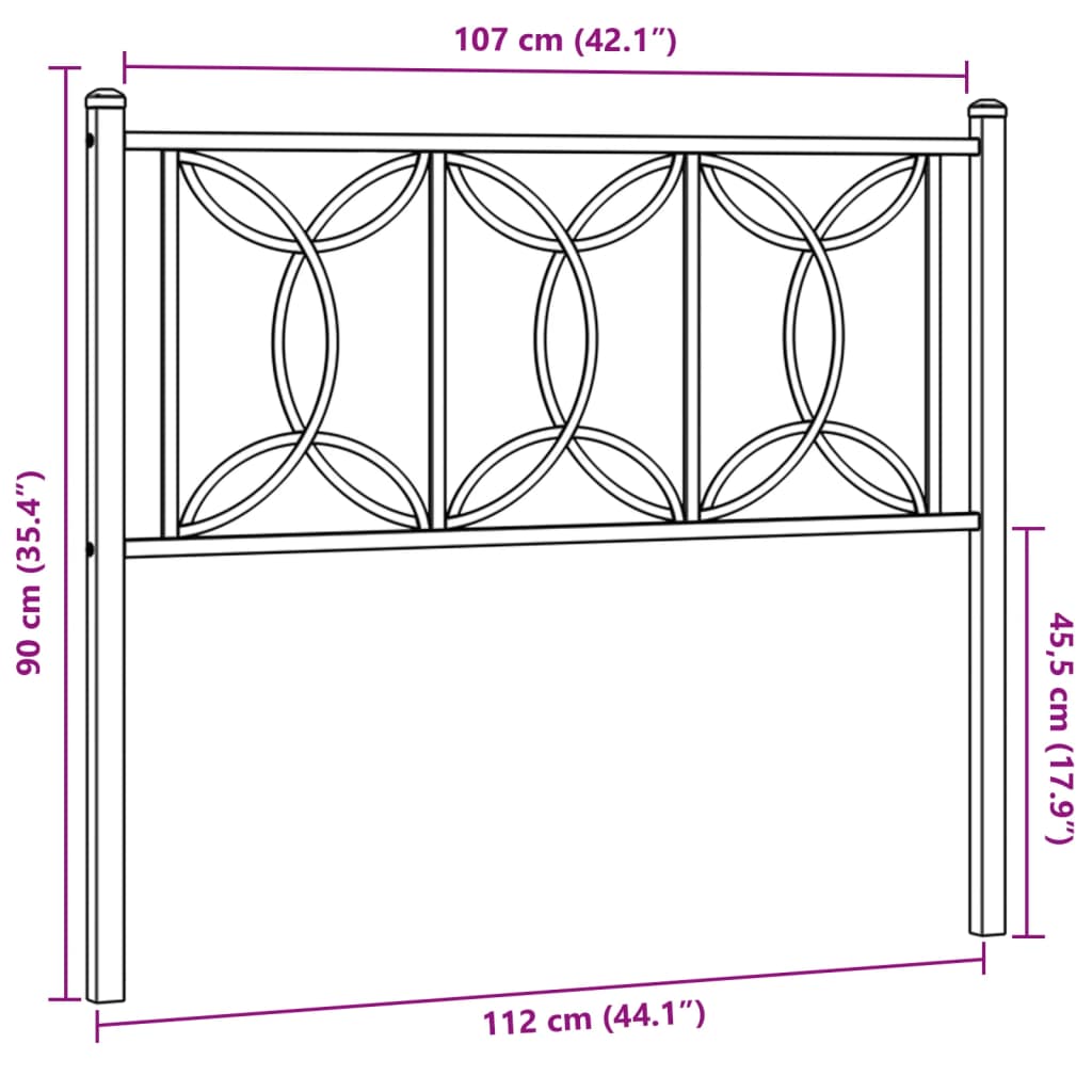 Elegant White Metal Headboard - 107 cm, Stylish Bedroom Accent