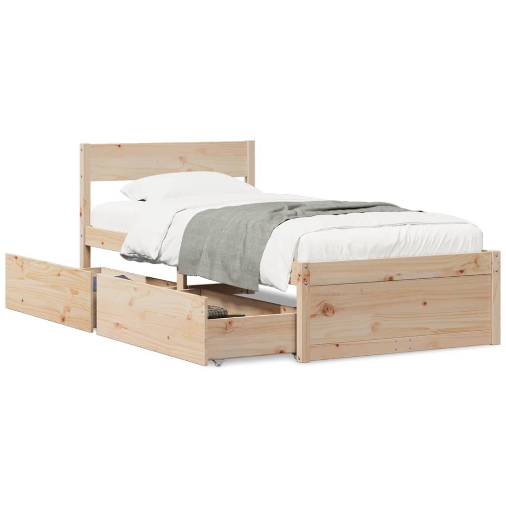 Solid Pine Wood Bed Frame 100x200 cm - No Mattress Included