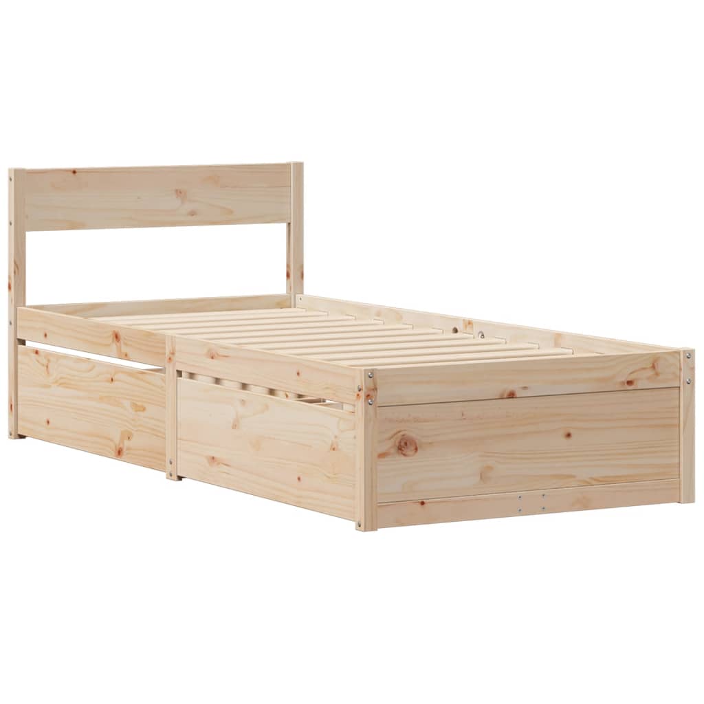 Solid Pine Wood Bed Frame 100x200 cm - No Mattress Included