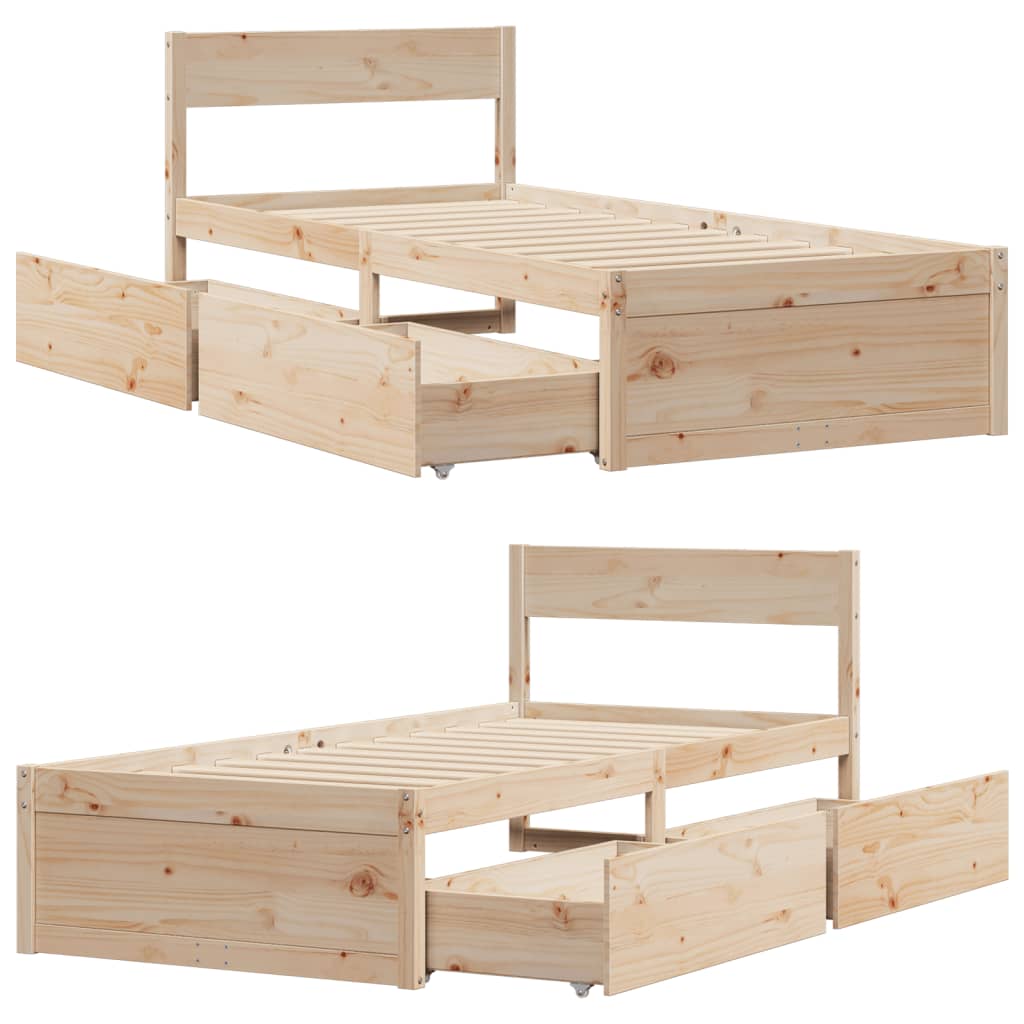 Solid Pine Wood Bed Frame 100x200 cm - No Mattress Included
