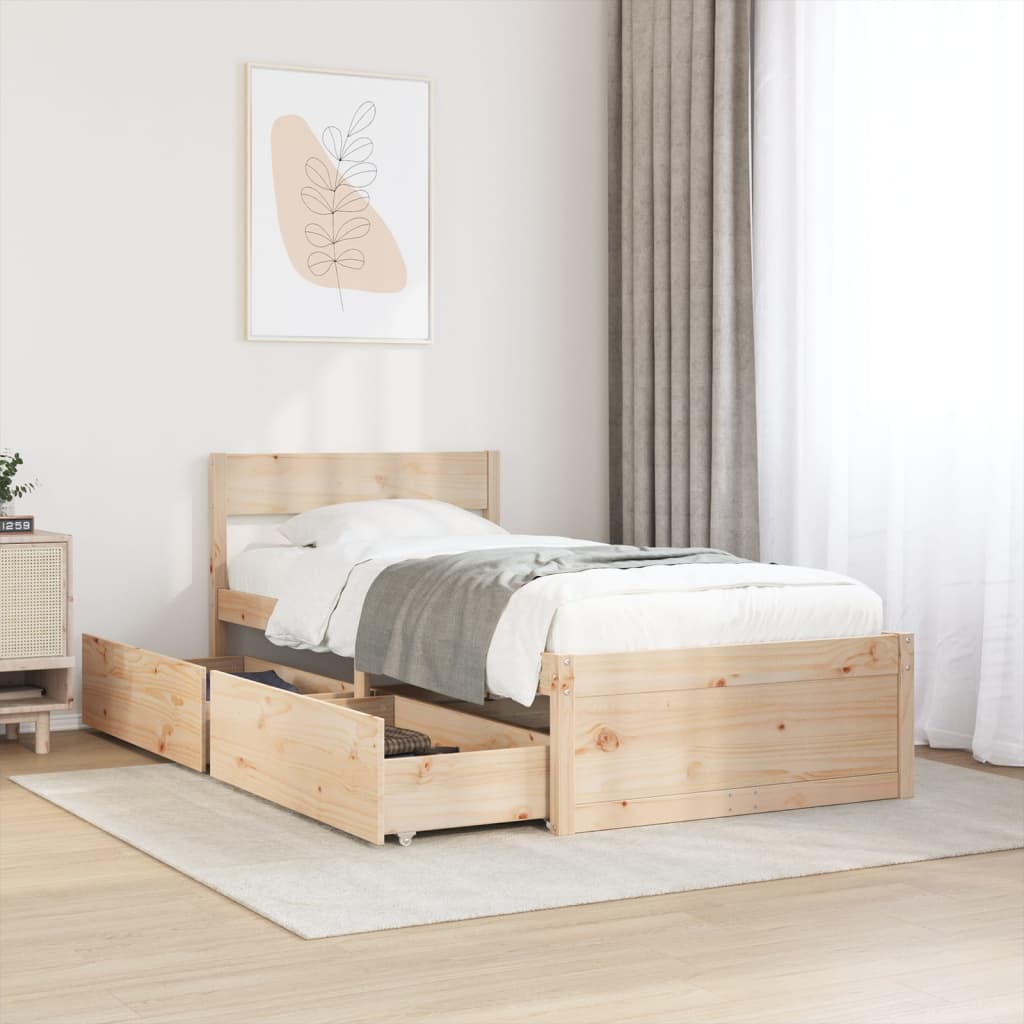 Solid Pine Wood Bed Frame 100x200 cm - No Mattress Included